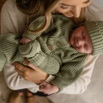 Knitted Sleep Suit, Hat & Booties Set - Organic Cotton