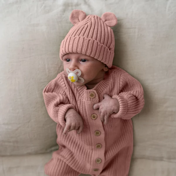 Knitted Sleep Suit, Hat & Booties Set - Organic Cotton