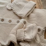 Knitted Sleep Suit, Hat & Booties Set - Organic Cotton