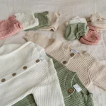 Knitted Sleep Suit, Hat & Booties Set - Organic Cotton