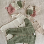 Knitted Sleep Suit, Hat & Booties Set - Organic Cotton