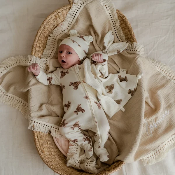 Organic Sleepsuit & Hat - Bear Pattern