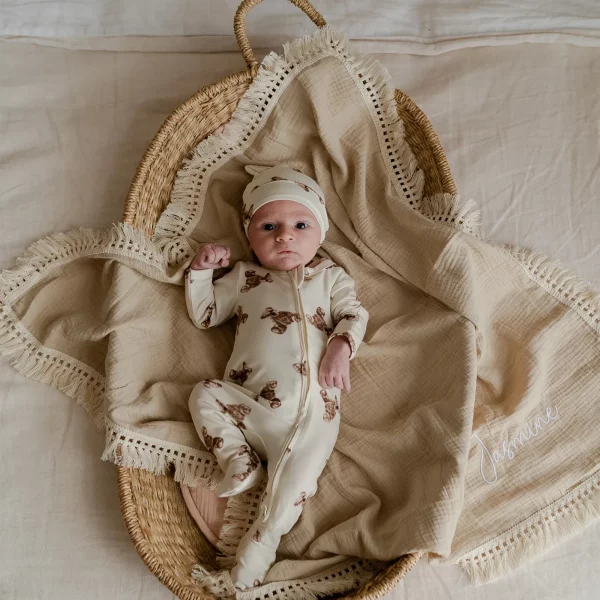 Organic Sleepsuit & Hat - Bear Pattern