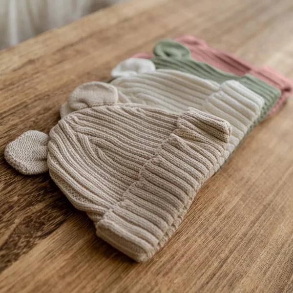 Knitted Sleep Suit, Hat & Booties Set - Organic Cotton