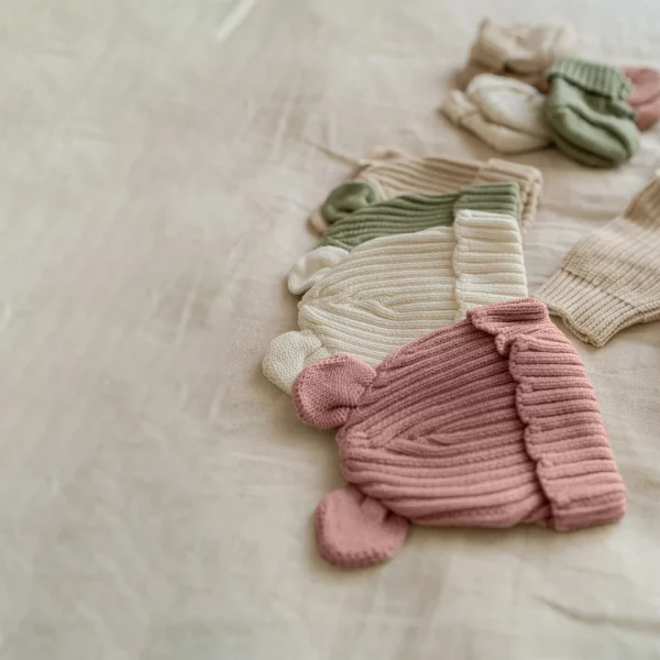Knitted Sleep Suit, Hat & Booties Set - Organic Cotton