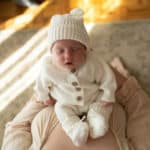 Knitted Sleep Suit, Hat & Booties Set - Organic Cotton