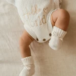 Knitted Legless Hello World Romper, Hat & Booties Set - Organic Cotton