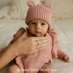 Knitted Legless Hello World Romper, Hat & Booties Set - Organic Cotton